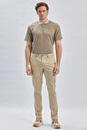 Bej Armürlü Pamuklu Likralı Yan Cepli Slim Fit Dar Kesim Casual Pantolon 1003240161