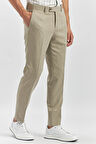 Bej Kendinden Desenli Bez Ayağı Slim Fit Classic Pantolon 1003240165
