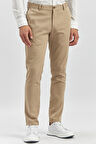 Bej Düz Armürlü Pamuklu Yan Cep Slim Fit Casual Pantolon 1003240168
