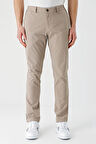 Bej Desenli Gofreli Pamuklu Likralı Yan Cepli Slim Fit Dar Kesim Casual Pantolon 1003240206