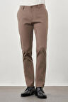 Haki Kendinden Desenli Bez Ayağı Pamuklu Yan Cep Slim Fit Casual Pantolon 1003245168