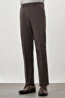 Koyu Kahverengi Düz Bez Ayağı Esnek Yan Cep Slim Fit Classic Pantolon 1003245207_400