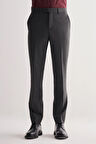 Koyu Antrasit Yan Cep Açık Paça Kendinden Desenli Slim Fit  Pantolon 1003255152