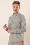 Uzun Kollu Baskılı Cepsiz Pamuklu Likralı Casual Slim Fit Dar Kesim Gömlek 1004230134 Beyaz