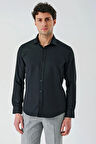 Siyah Uzun Kollu Oxford Cepsiz Pamuklu Klasik Slim Fit Dar Kesim Gömlek 1004240235