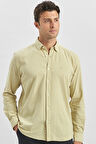 Açık Yeşil Uzun Kollu Gofreli Biyeli %100 Pamuk Casual Slim Fit Dar Kesim Gömlek 1004240247