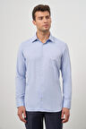 Mavi Uzun Kol Kendinden Desenli Armürlü 041 Sert Yaka Classic Comfort Fit Gömlek 1004245156
