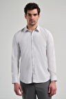 Beyaz Uzun Kol Desen Yarım İtalyan Yaka Cepsiz esnek Classic Slim Fit Gömlek 1004245218