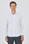 Uzun Kol Desenli Armürlü Sert Yaka Cepsiz Pamuklu Classic Slim Fit Gömlek 1004250185