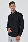 Uzun Kol Düz Bez Ayağı Düğmeli Yaka Cepsiz Pamuklu Casual Slim Fit Gömlek 1004250212