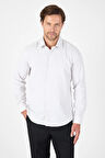 Bej Uzun Kol Sert Yaka Cepsiz  Slim Fit Pamuklu Gömlek 1004250225