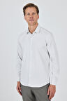 Beyaz Sert Yaka Cepsiz Gabardin Uzun Kol Slim Fit Esnek Gömlek 1004250231