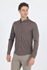 Koyu Haki İtalyan Düğmeli Yaka UzunKol Cepsiz Slim Fit Gömlek 1004250254