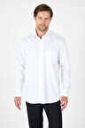 Beyaz Sert Yaka Düz Classic %100 Pamuk Comfort Fit Gömlek 1004250323