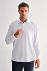 Beyaz Sert Yaka Uzun Kol Cepli Comfort Fit Classic Gömlek 1004255164