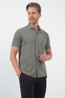 Haki İtalyan Yaka Kısa Kol Cepsiz Slim Fit Esnek Gömlek 1004260159