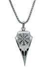 Kuzgun Kafatası - Vegvisir  Örme Zincir Kolye - Gümüş Kaplama - Erkek Kadın Kolye - No:1265