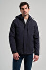 Koyu Lacivert Bez Ayağı Dik Yaka Düz Tam Astar Standart Fit Casual Mont 1007245164_200