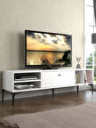 Wood'n Love Milan Tv Ünitesi Minifiks Bağlantı , Dolap Metal Ayak - Beyaz / Siyah