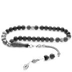 Tesbihane 925 Ayar Gümüş Püsküllü Küre Kesim İsim Yazılı Rus Oltu Tesbih