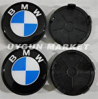 BMW Jant Göbeği 68/65mm Mavi 4 Adet , BMW Jant Kapağı 68mm Mavi (Sticker Baskı Değildir)