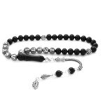 Tesbihane 925 Ayar Gümüş Püsküllü Küre Kesim İsim Yazılı Erzurum Oltu Taşı Tesbih