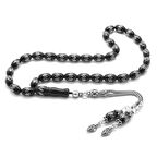 925 Ayar Gümüş Püsküllü Gümüş İşlemeli Arpa Kesim Rus Oltu Tesbih