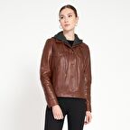 Desa Alicia Konyak Kadın Deri Kapüşonlu Ceket