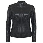 Origa Kadın Yaprak Panelli Deri Ceket