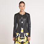 Deundria Kadın Fit Panelli Deri Ceket