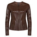 Deundria Kadın Fit Panelli Deri Ceket