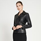 Beatrix Kadın Deri Biker Ceket