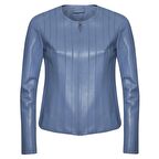 Deundria Kadın Fit Panelli Deri Ceket