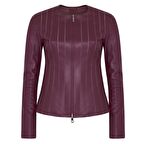 Deundria Kadın Fit Panelli Deri Ceket