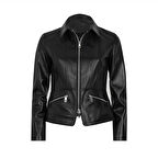 Kadın Siyah Fit Deri Ceket