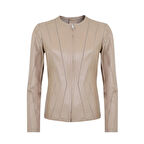 Bienna Bej Kadın Panelli Deri Ceket