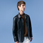 Achak Siyah Erkek Blazer Deri Ceket