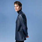Auburn Mavi Erkek Deri Blazer Ceket