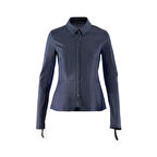 Lacivert Kadın Deri Ceket