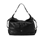 Krista Siyah Kadın Deri Omuz Çantası