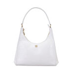 Aspen Beyaz Kadın Kroko Baskılı Deri Omuz Çantası