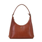 Aspen Kahve Kadın Kroko Baskılı Deri Omuz Çantası