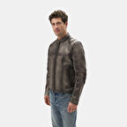 Tirona Gri Erkek Deri Mont