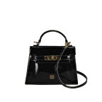 Rebeni Siyah Kadın Rugan El Çantası