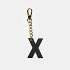 N Harfi Siyah Hakiki Deri Charm Anahtarlık