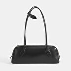 Limited Edition Siyah Kadın Yaprak Detaylı Deri Omuz Çantası