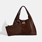 Kadın Bordo Cüzdan Aksesuarlı Deri Omuz Çantası