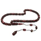 Sistemli Kapsül Kesim Sedefli Kırmızı-Siyah Hareli Çift Renkli Colorful Katalin Tesbih