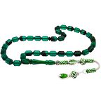 Bakır Kazaz Püsküllü Uçlu Kapsül Kesim Turkuaz-Siyah Ateş Kehribar Tesbih