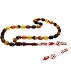 Bakır Kazaz Püsküllü Uçlu Kapsül Kesim Bala-Siyah Ateş Kehribar Tesbih